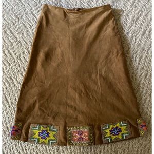Inca Suede Skirt with Beading at hemline - 6